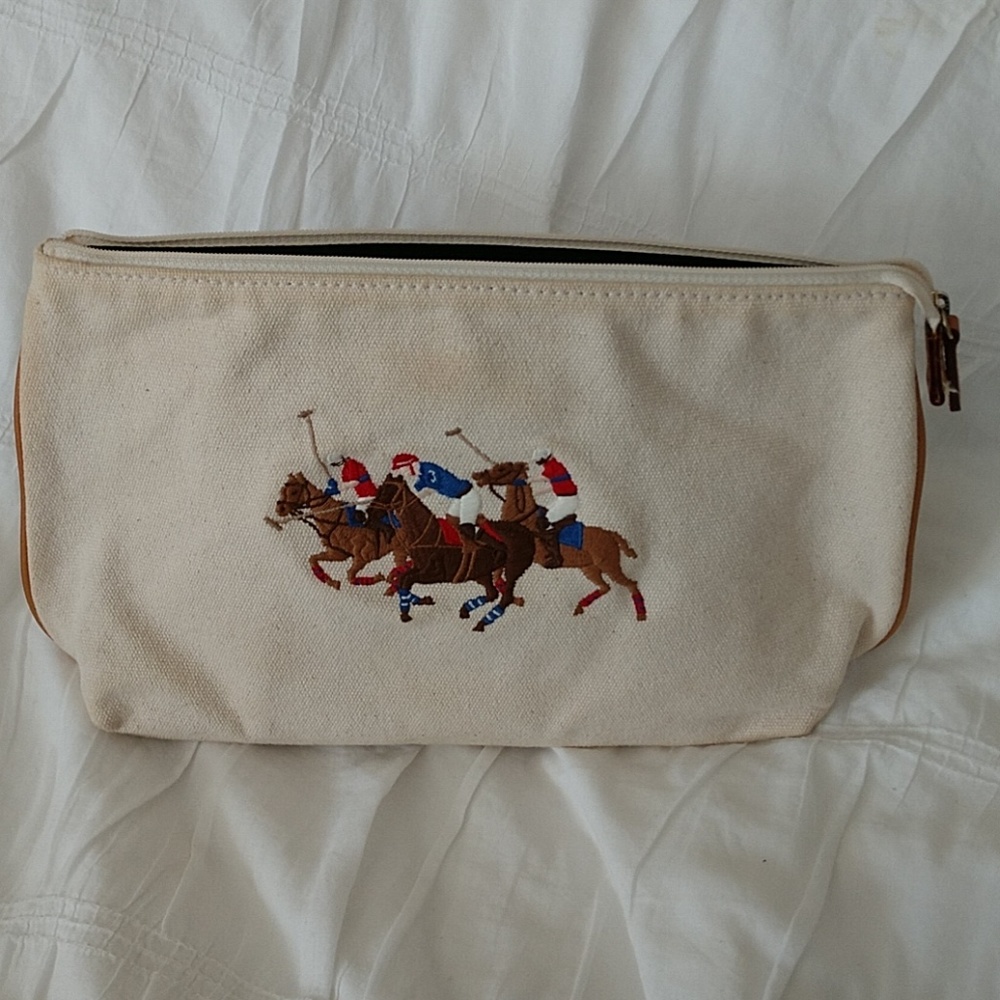 Ralph Lauren Canvas Embroidered Clutch